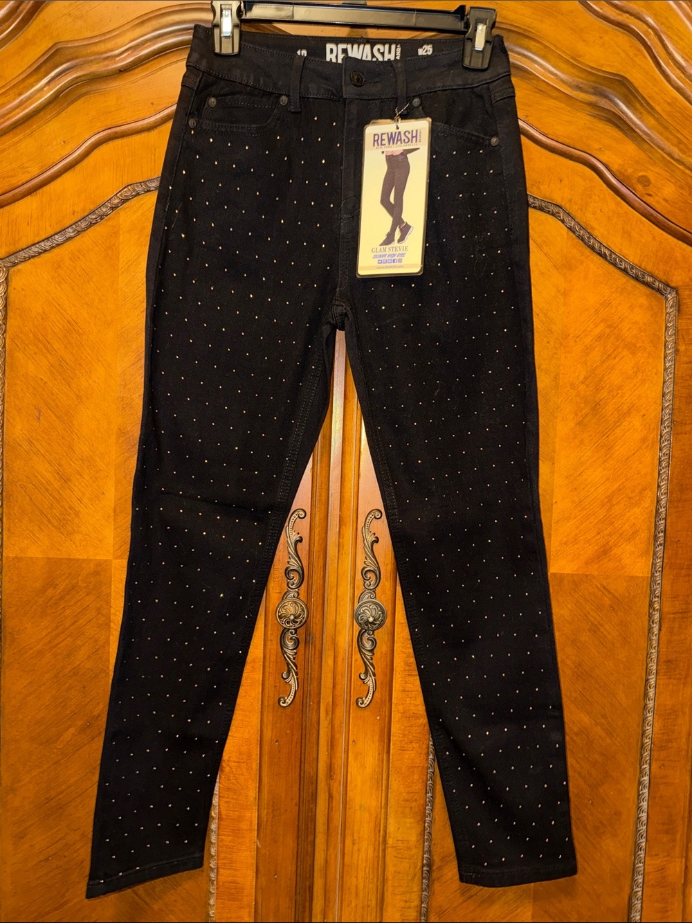 Rewash Black Skinny Jeans with Gold Stud Detailing